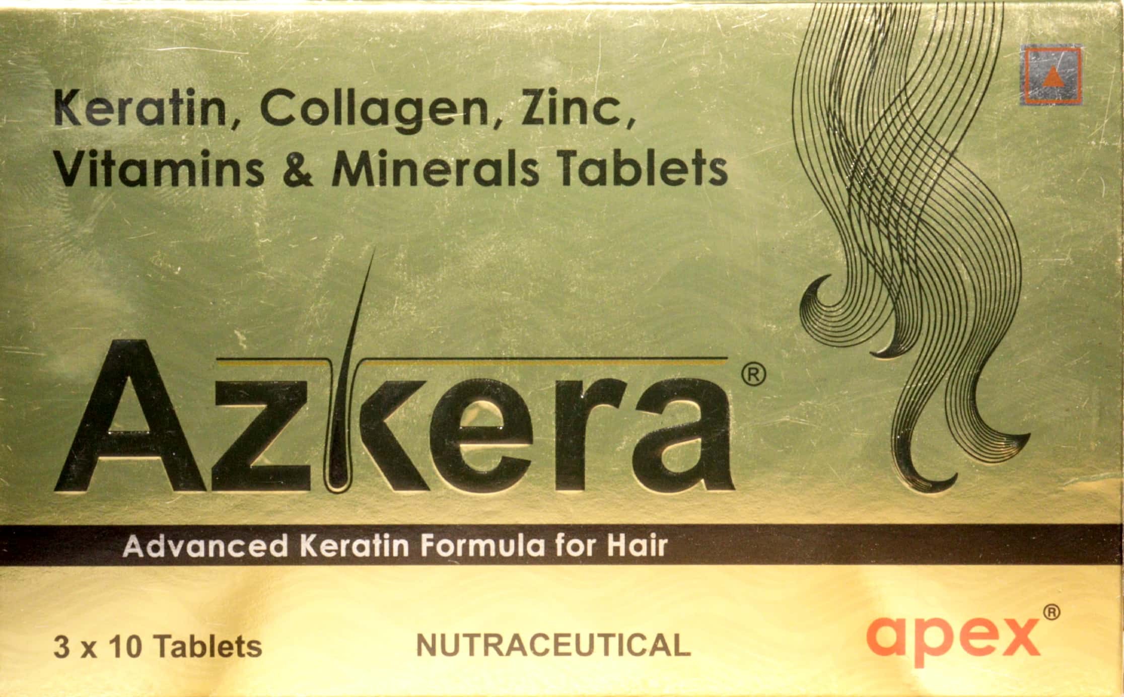 Azkera Tablets Advance Keratin Formula For Hair 3 * 10 (30Tab Pack)